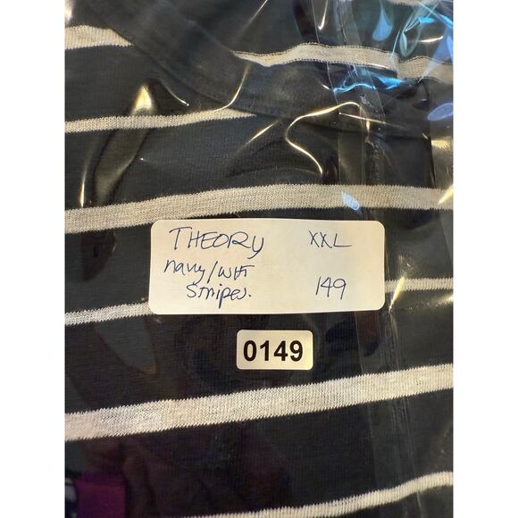 Theory Women's XXL Blue/White T-shirt, LINEN & Cotton Beach/ Preppy/ Plus Size - Picture 4 of 4